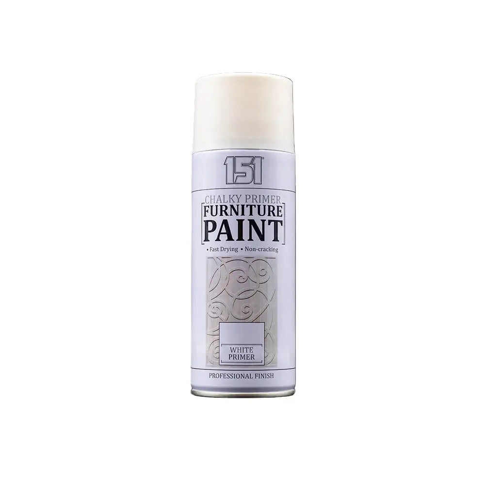 151 Chalky Finish White Primer Spray Paint 400ml – Quick Dry Matt Primer for Furniture & DIY