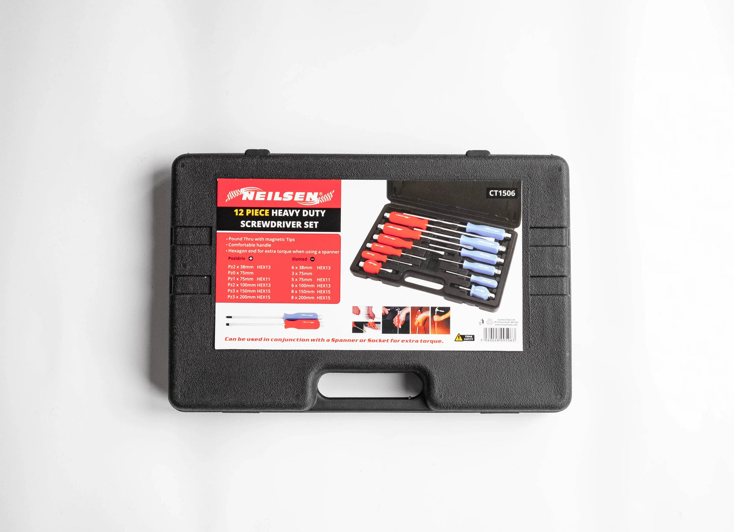 Neilsen 12 Piece Magnetic Screwdriver Set – Heavy Duty Pozi & Slotted Go-Through Drivers with Hex Tops