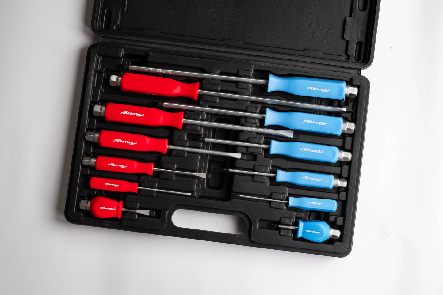 Neilsen 12 Piece Magnetic Screwdriver Set – Heavy Duty Pozi & Slotted Go-Through Drivers with Hex Tops