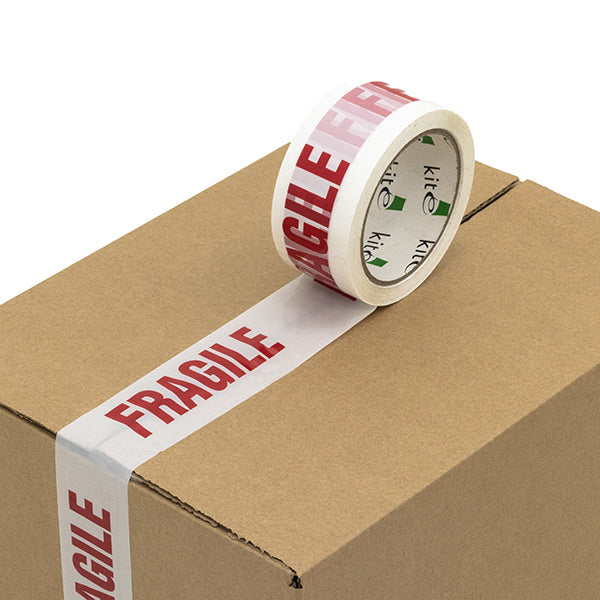 Fragile Warning Tape 48mm x 66m – Packaging, Shipping & Warehouse Tape wrapping a box