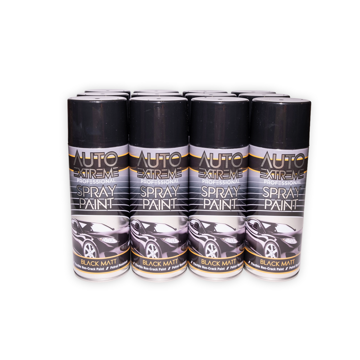 12 x AX Pro Spray Paint Matt Black 400ml Professional Aerosol Paint for Metal Wood Plastic & Automotive Use