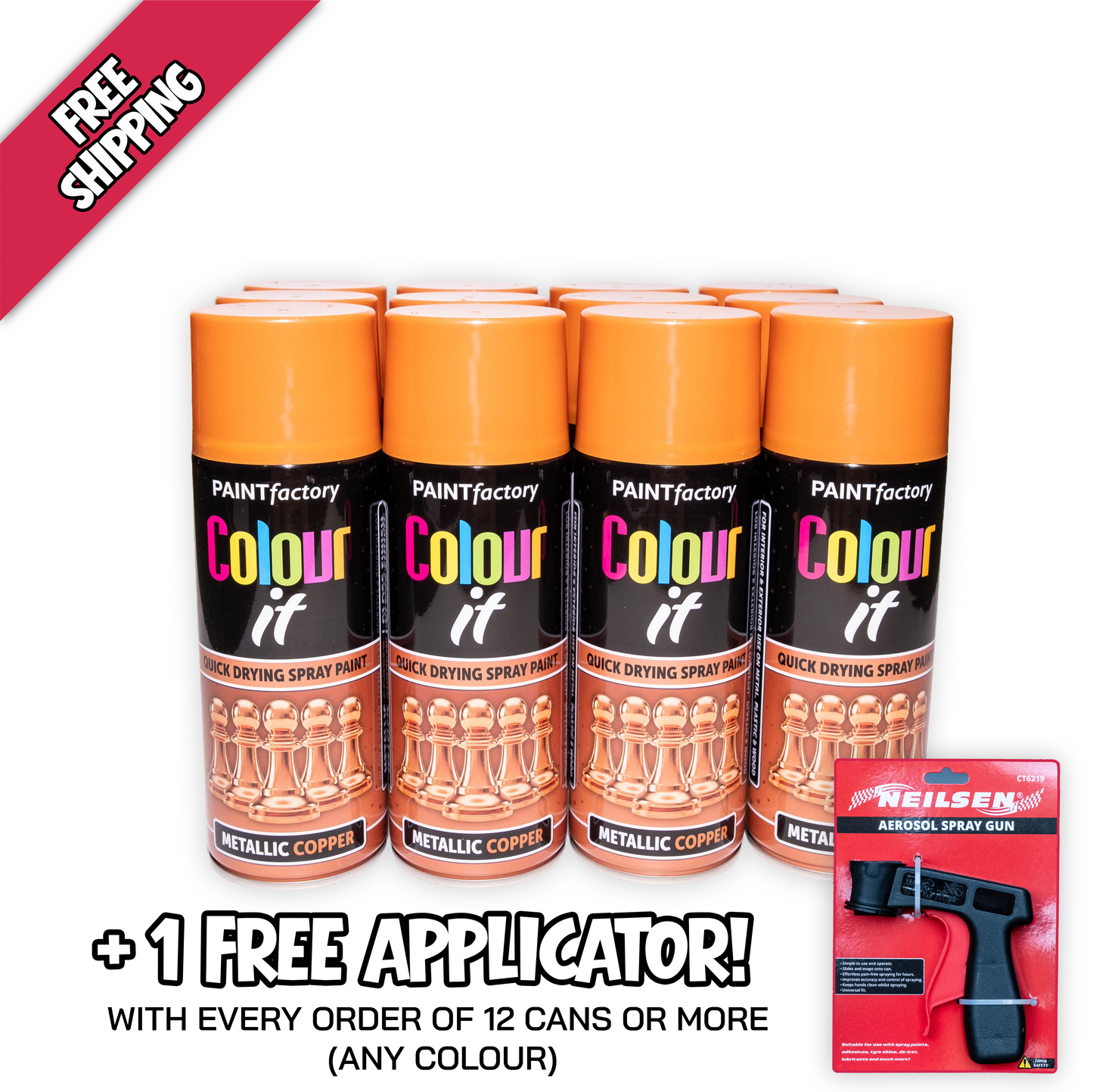 Paint Factory Metallic Copper Spray Paint 400ml Quick Dry Aerosol Paint for Wood Metal Plastic Crafts & Decorative Projects