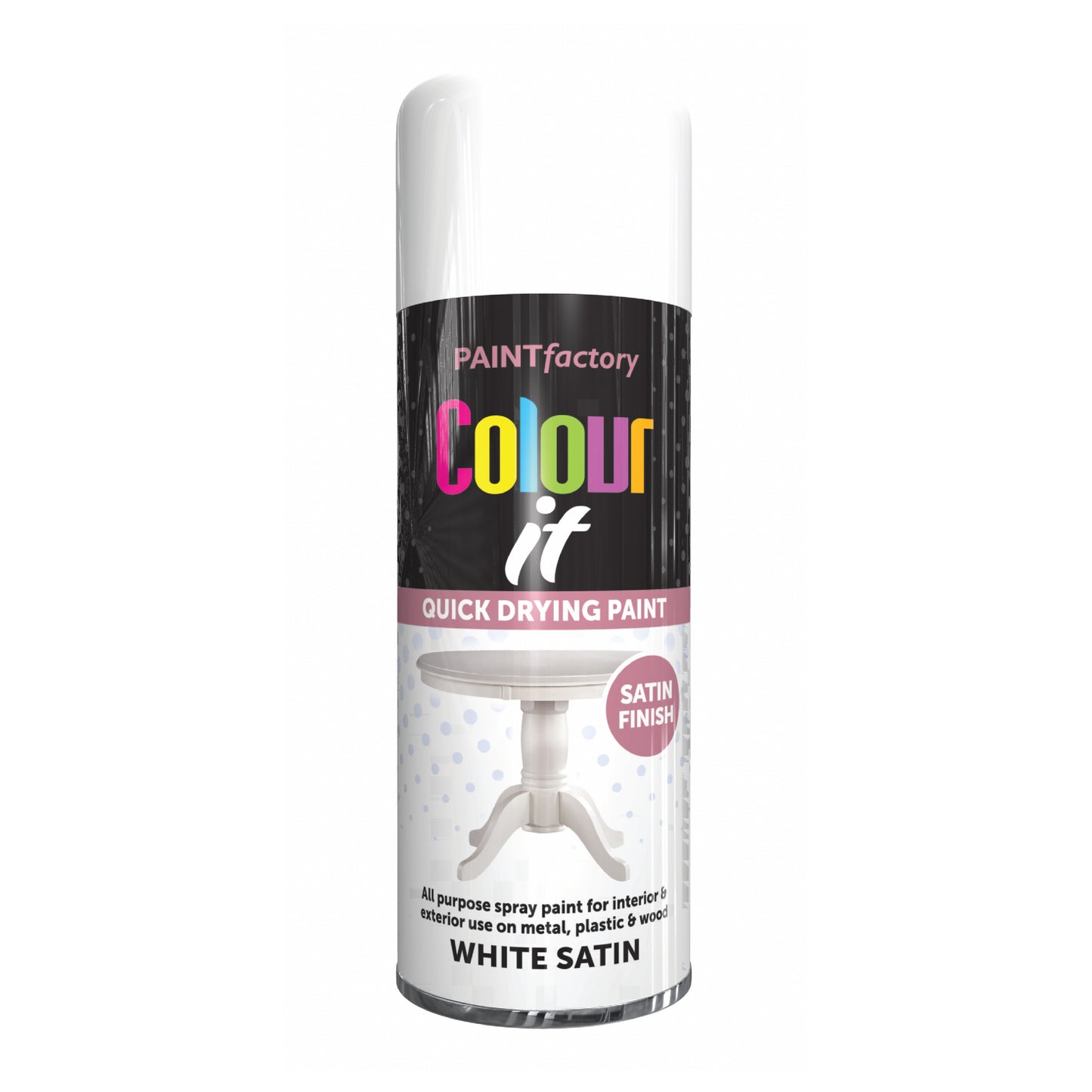 Paint Factory Colour It Satin White Spray Paint 400ml quick drying aerosol paint