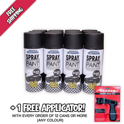 12 pack Car Pride Black Matt Spray Paint 400ml with free aerosol spray gun applicator