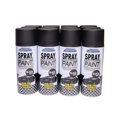 12 pack Car Pride Black Matt Spray Paint 400ml aerosol cans