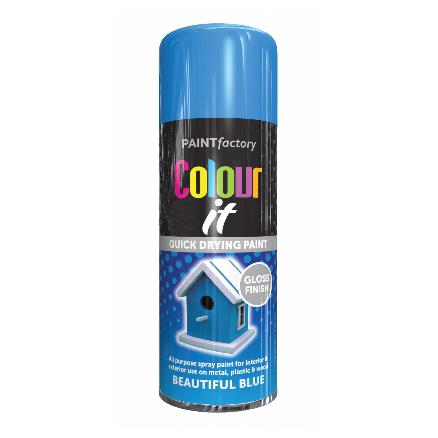 12 pack Paint Factory Colour It Beautiful Blue Gloss Spray Paint 400ml quick drying aerosol paint