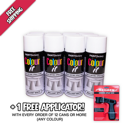 12 pack Paint Factory Colour It Brilliant White Gloss Spray Paint 400ml quick drying aerosol paint