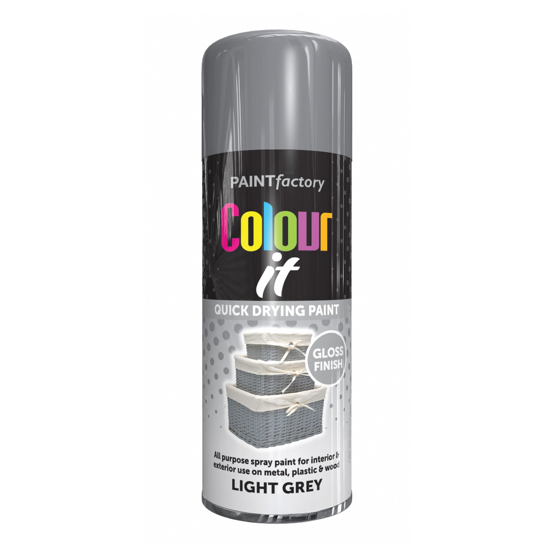 12 pack Paint Factory Colour It Light Grey Gloss Spray Paint 400ml quick drying aerosol paint