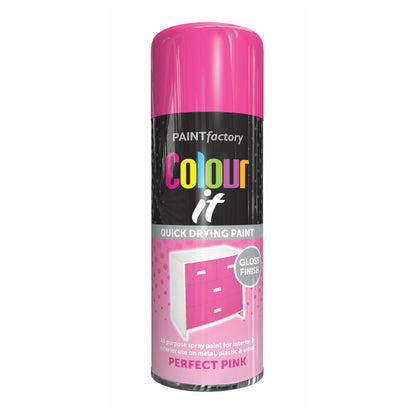 12 pack Paint Factory Colour It Perfect Pink Gloss Spray Paint 400ml quick drying aerosol paint