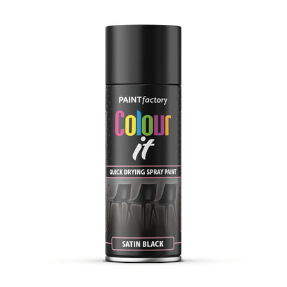 12 pack Paint Factory Colour It Satin Black Spray Paint 400ml quick drying aerosol paint