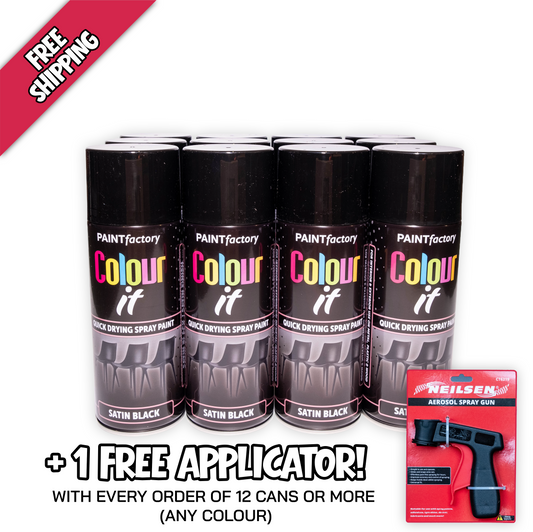 12 pack Paint Factory Colour It Satin Black Spray Paint 400ml quick drying aerosol paint