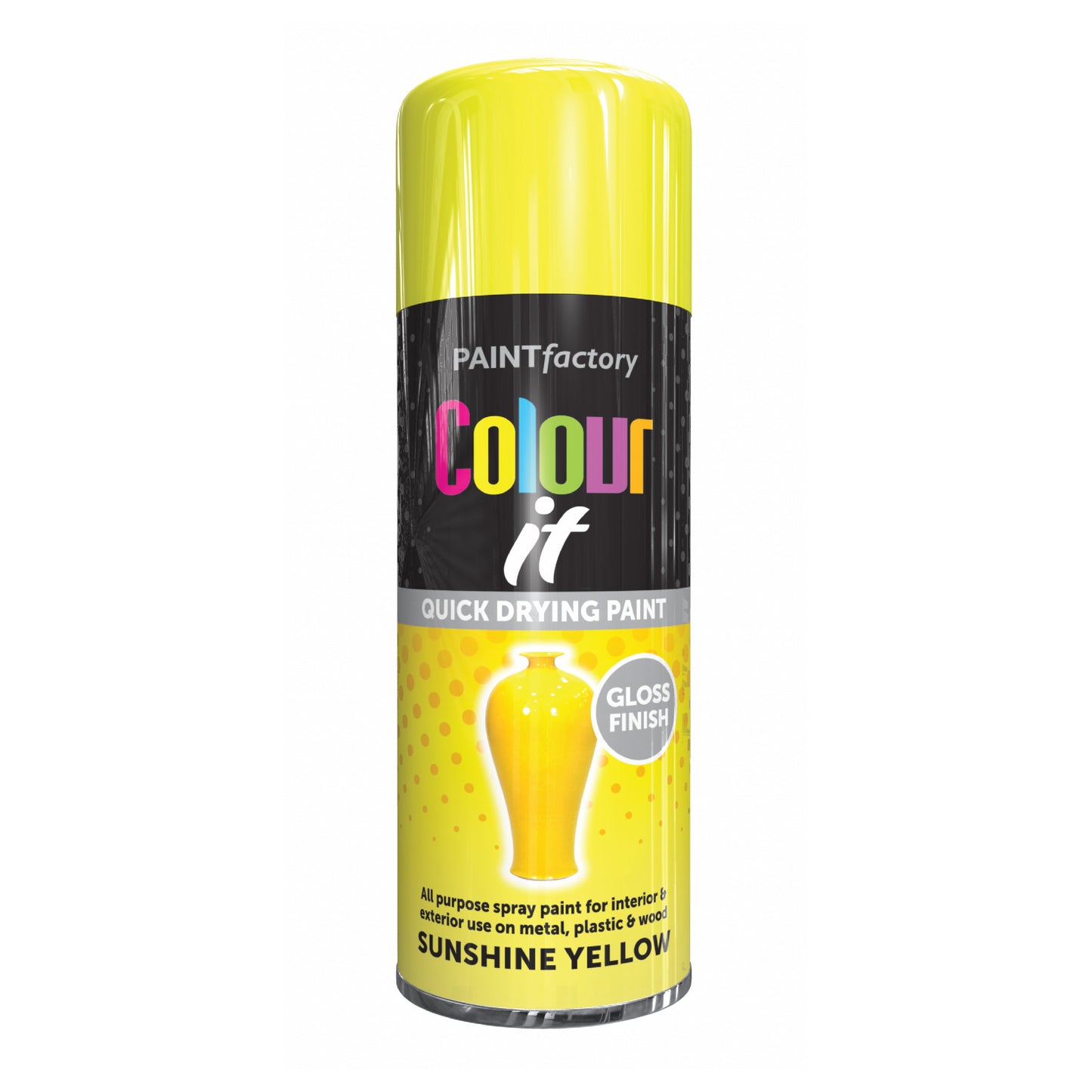 12 pack Paint Factory Colour It Sunshine Yellow Gloss Spray Paint 400ml quick drying aerosol paint