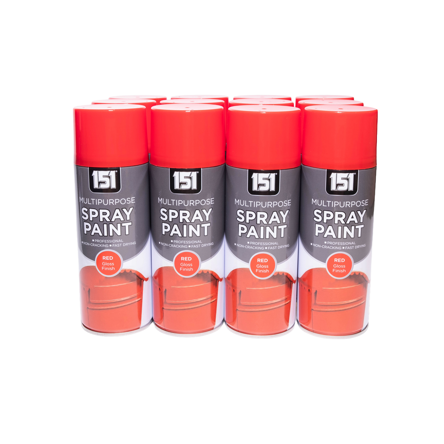 12 x 151 Red Gloss Spray Paint 400ml Box of 12 Aerosol Cans