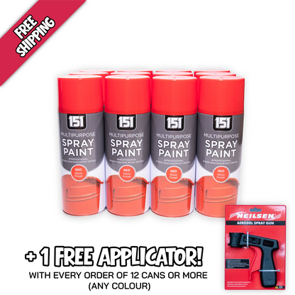 12 Pack 151 Red Gloss Spray Paint with Free Aerosol Spray Gun Applicator