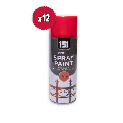 12 x 151 Red Primer Spray Paint 400ml Box of 12 Aerosol Cans