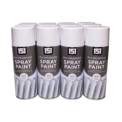 Bulk Pack of 151 White Gloss Spray Paint Aerosol Cans