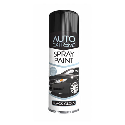12 X Auto Extreme Gloss Black Spray Paint 250ml Box of 12 Aerosol Cans