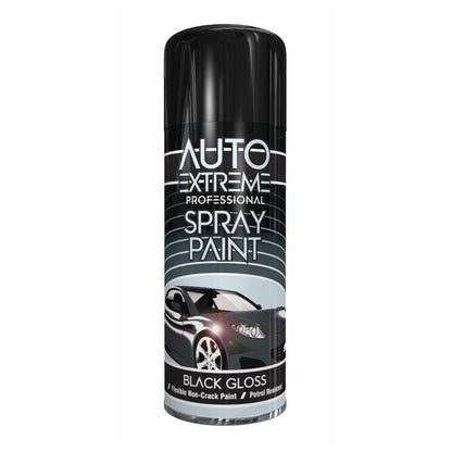 12 X Auto Extreme Professional Black Gloss Spray Paint 400ml Box of 12 Aerosol Paint Cans