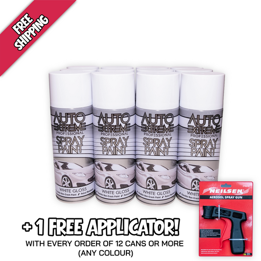12 X Auto Extreme Professional White Gloss Spray Paint 400ml Box of 12 Aerosol Paint Cans