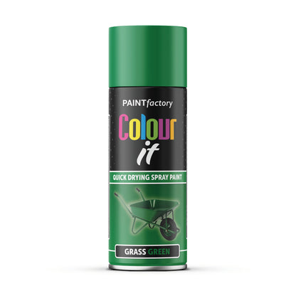 12 X Paint Factory Colour It Grass Green Gloss Spray Paint 400ml Box of 12 Aerosol Paint Cans