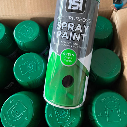 12 X 151 Green Gloss Spray Paint 400ml (1 Box) – Fast Dry Multi-Purpose Paint for Wood, Metal, Plastic & More in the box 2