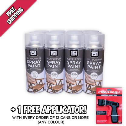 12 x 151 Clear Lacquer Gloss Spray Paint 400ml with free spray paint applicator