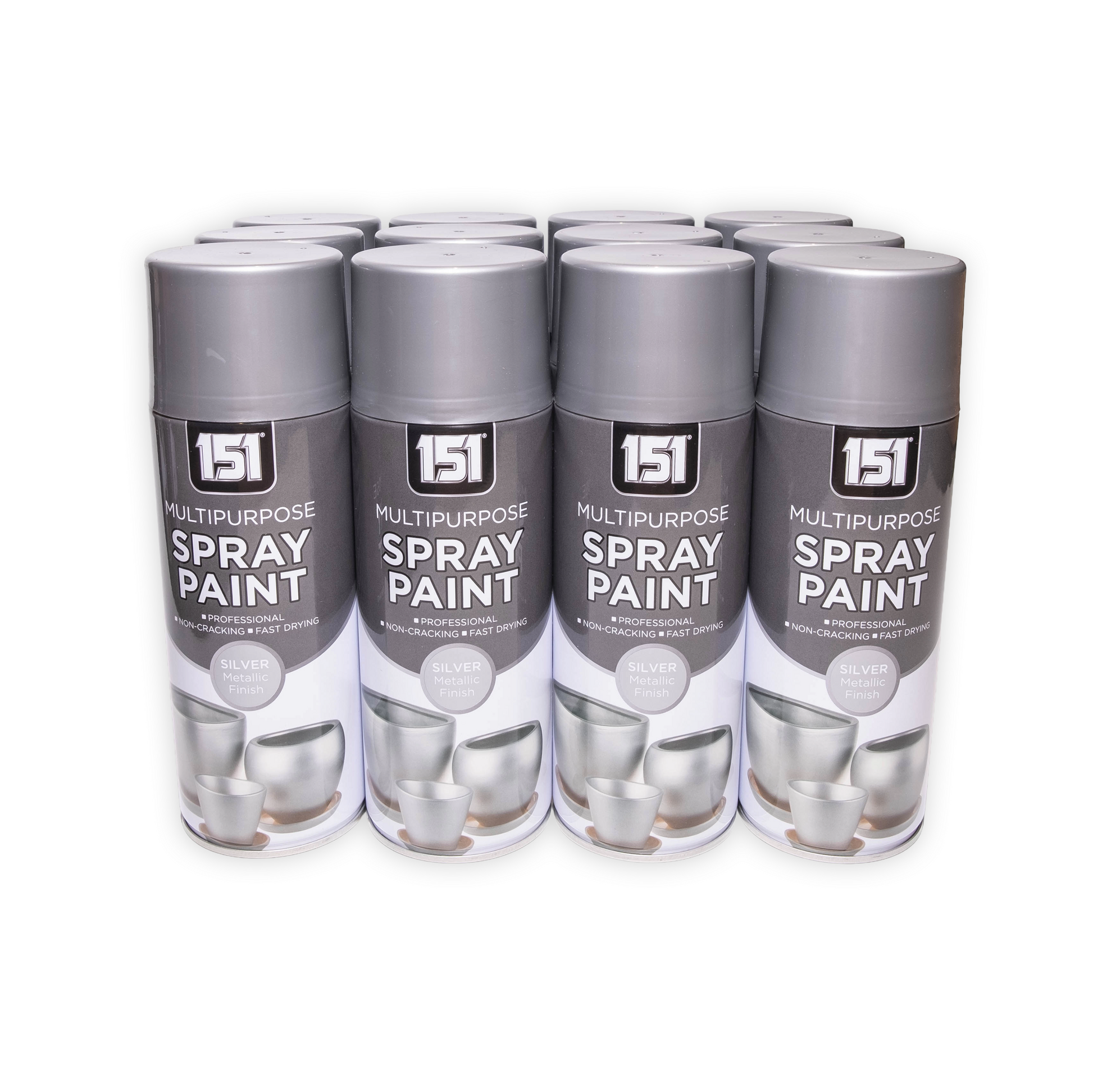 12 pack 151 Metallic Silver Spray Paint 400ml aerosol cans