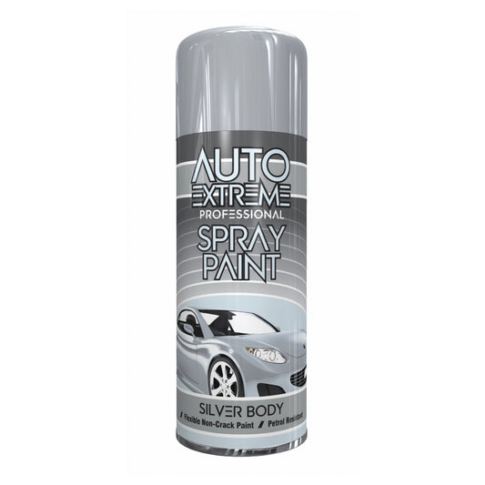 12 x AX Pro Spray Paint Gloss Silver Body 400ml aerosol cans