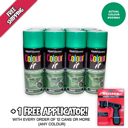 PF Colour It Grass Green Gloss Spray Paint 250ml aerosol can