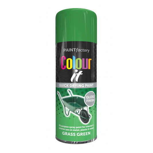 PF Colour It Grass Green Gloss Spray Paint 250ml aerosol can