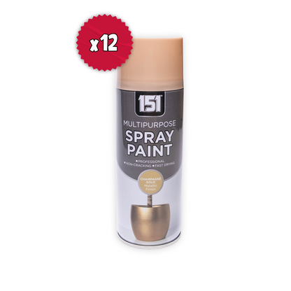 151 Champagne Gold Metallic Spray Paint 400ml single can with x12 badge