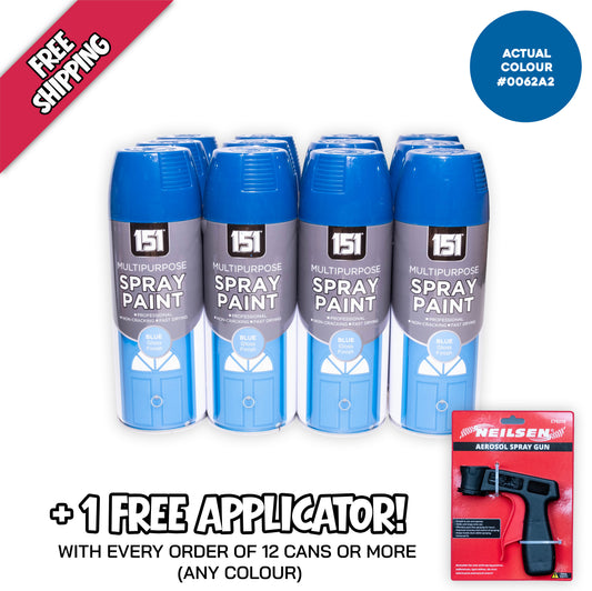 12 X 151 Blue Gloss Spray Paint 400ml – Quick Dry Multi-Purpose Paint for Wood, Metal, Plastic & More