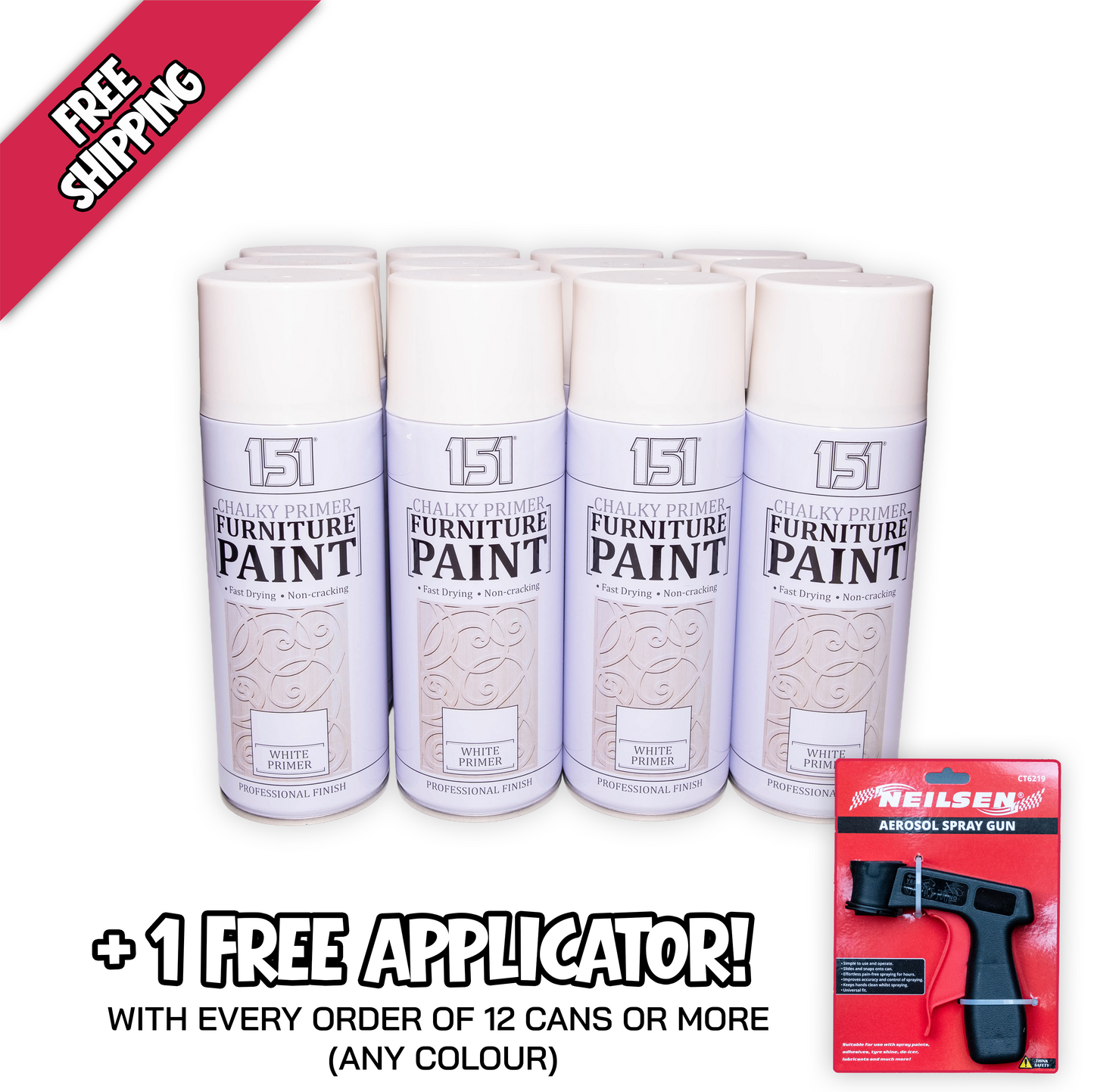(1 Box) 12 X 151 Chalky Finish White Primer Spray Paint 400ml – Quick Dry Matt Primer for Furniture & DIY