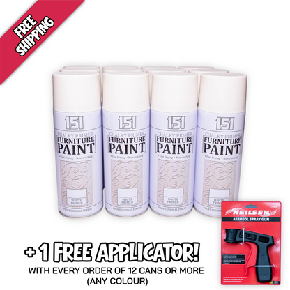 (1 Box) 12 X 151 Chalky Finish White Primer Spray Paint 400ml – Quick Dry Matt Primer for Furniture & DIY