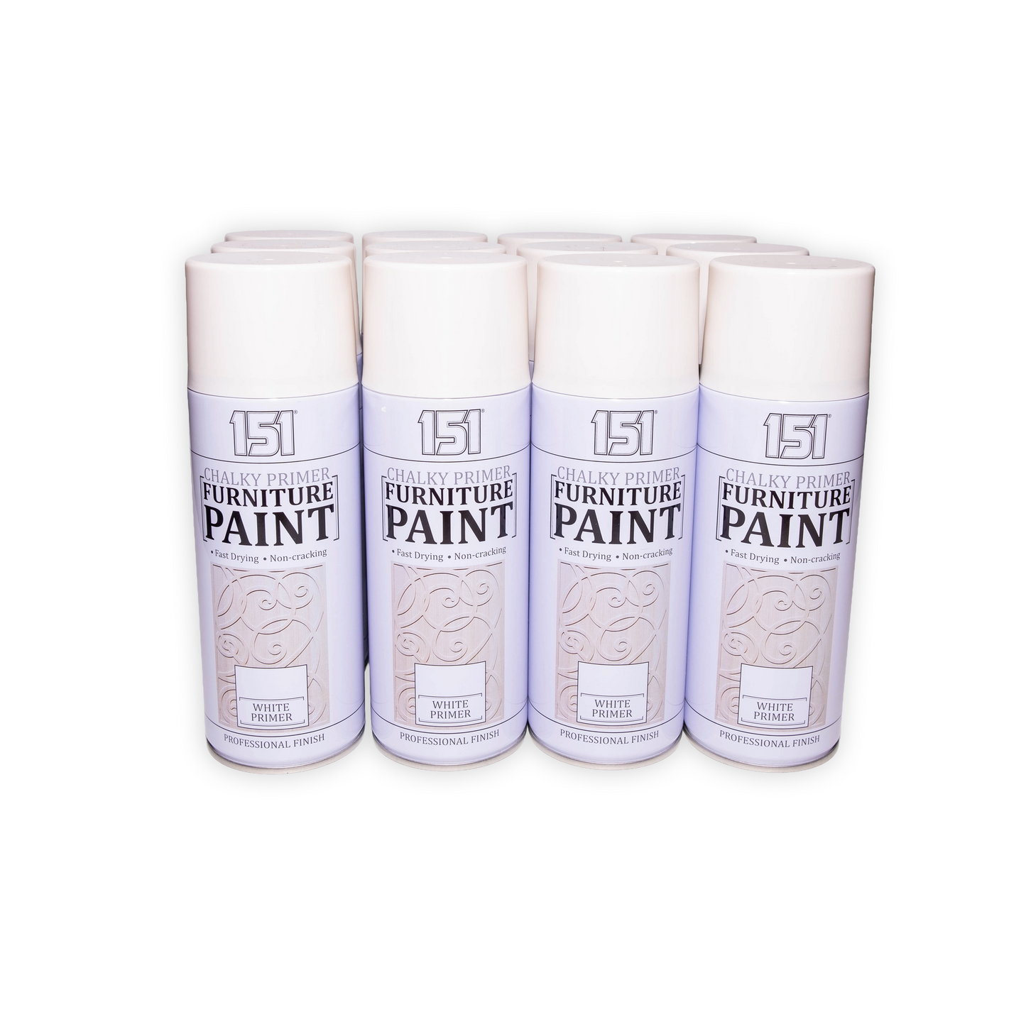 (1 Box) 12 X 151 Chalky Finish White Primer Spray Paint 400ml – Quick Dry Matt Primer for Furniture & DIY