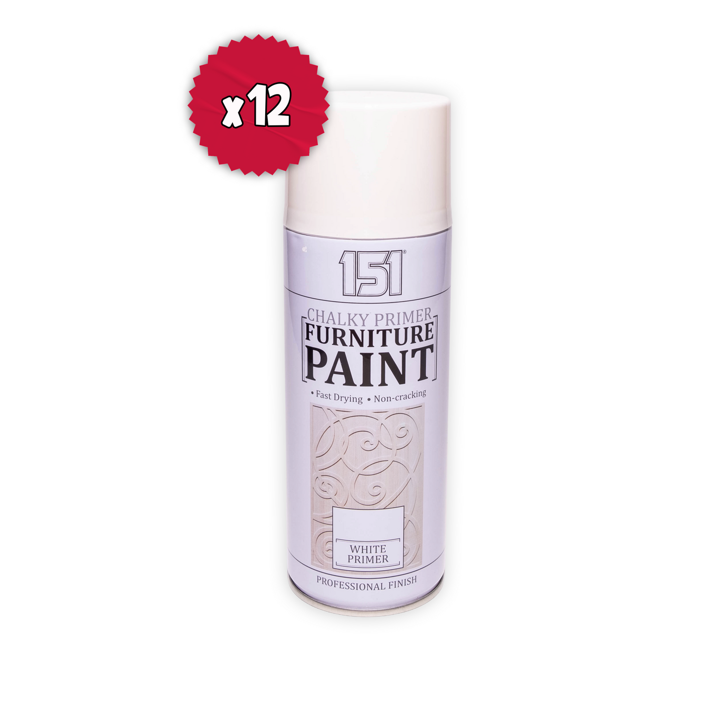 (1 Box) 12 X 151 Chalky Finish White Primer Spray Paint 400ml – Quick Dry Matt Primer for Furniture & DIY