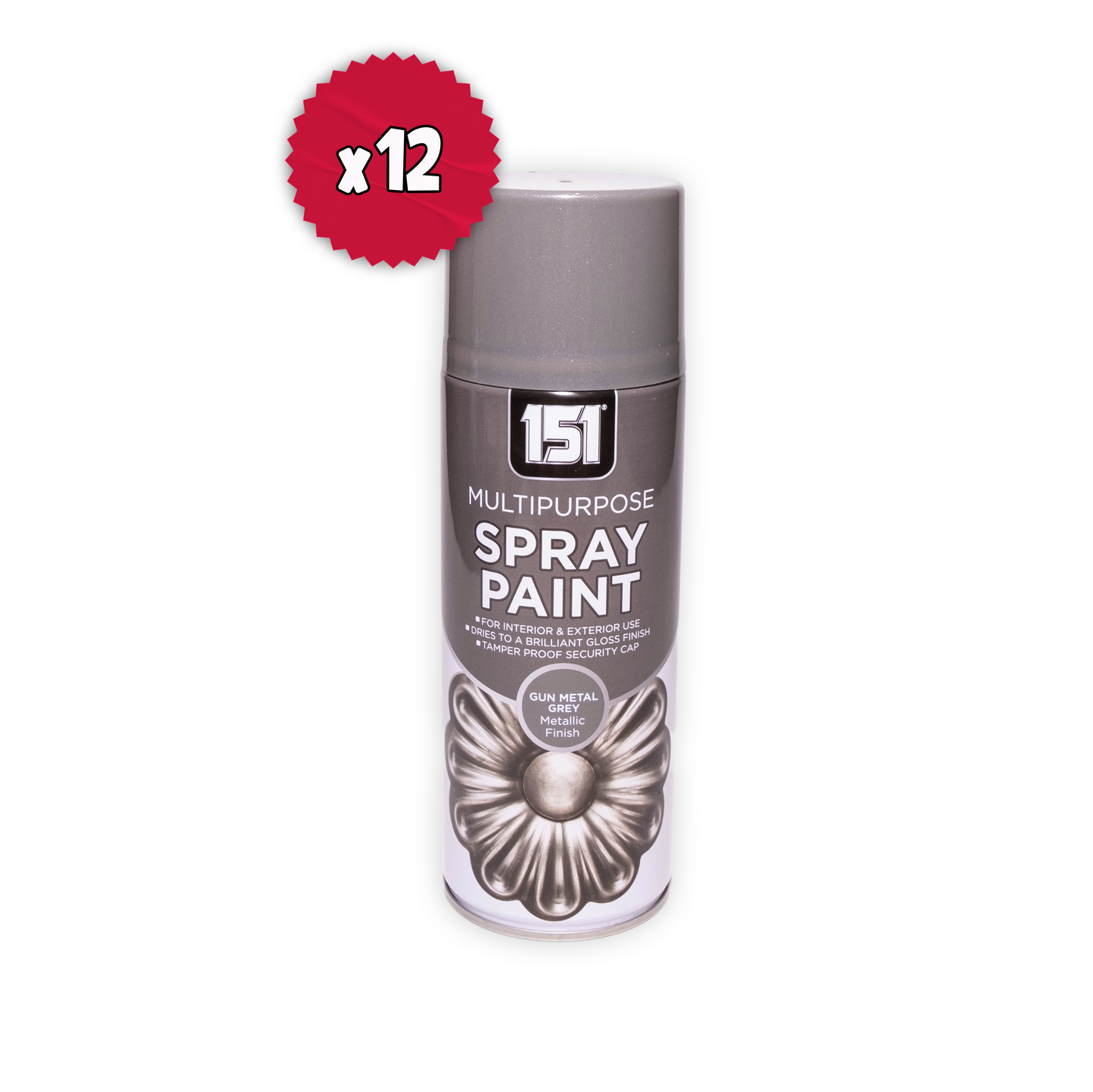 (1 Box) 12 X 151 Gun Metal Grey Spray Paint 400ml – Quick Dry Multi-Purpose Paint for Wood, Metal & Plastic