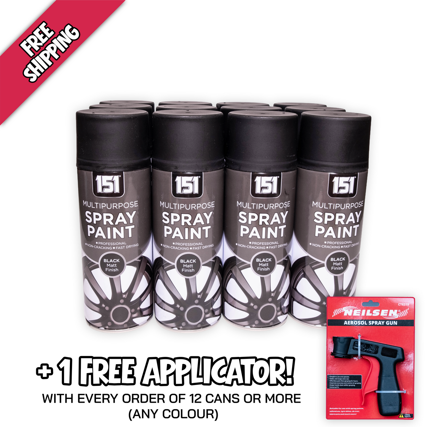 151 Black Matt Spray Paint 400ml Fast Drying Multi Purpose Aerosol Paint for Metal Wood Plastic DIY & Automotive Use
