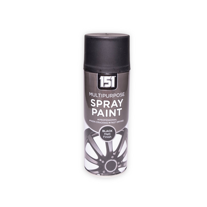 12 x 151 Black Matt Spray Paint 400ml Fast Drying Multi Purpose Aerosol Paint for Metal Wood Plastic DIY & Automotive Use