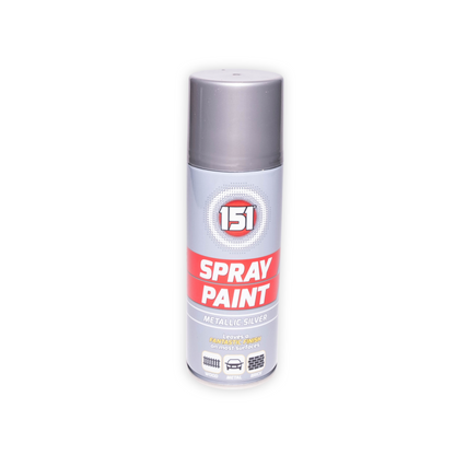 [1 Box] 12 X 151 Metallic Silver Spray Paint 200ml – Quick Dry Multi-Surface Paint for Wood, Metal & Vehicles