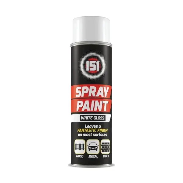 151 White Gloss Spray Paint 250ml – Quick Dry Multi Surface Aerosol Paint for Wood, Metal, Walls & Cars