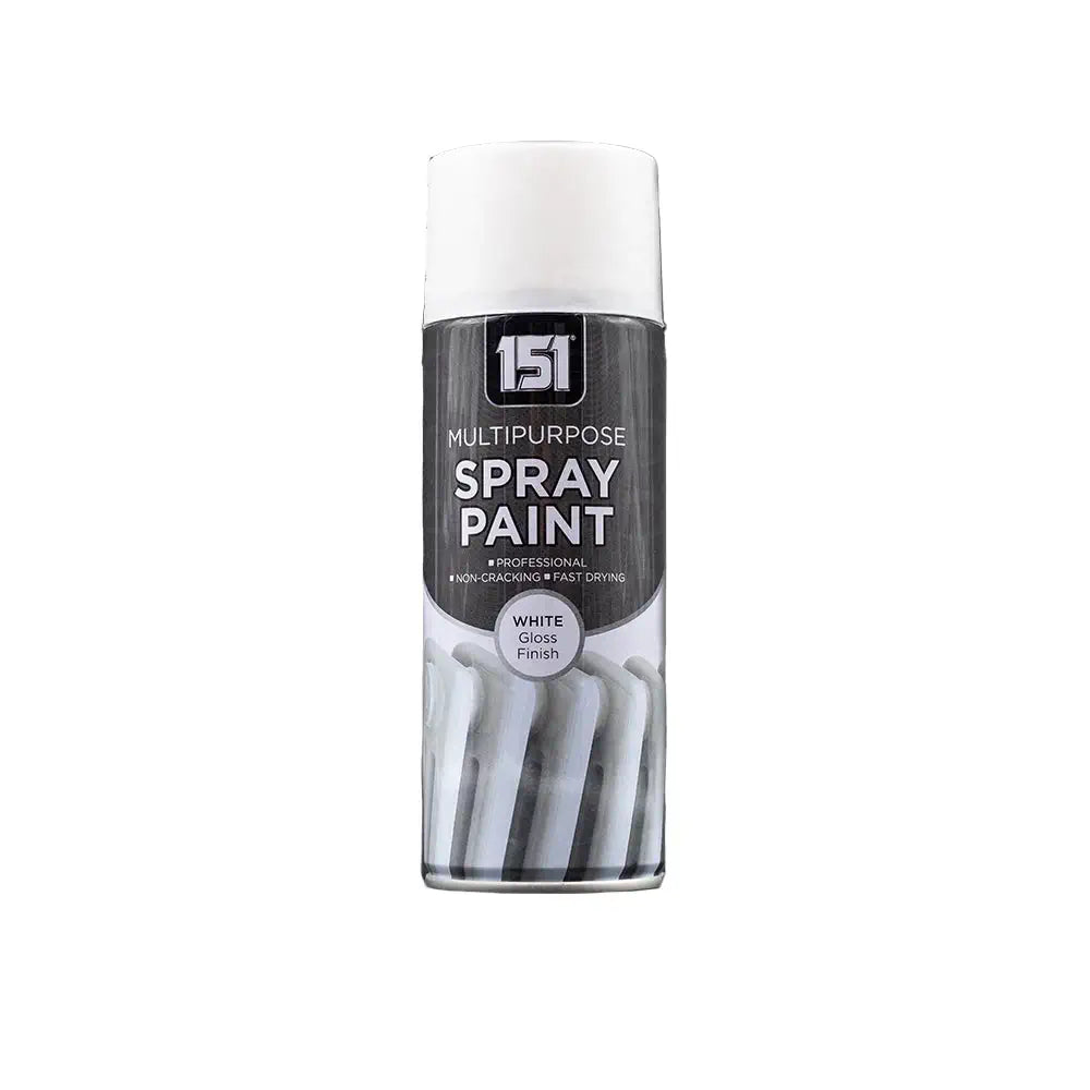 151 White Gloss Spray Paint 400ml – Quick Dry Multi-Purpose Paint for Wood, Metal, Plastic & More