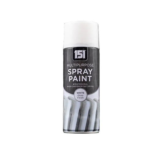 151 White Gloss Spray Paint 400ml – Quick Dry Multi-Purpose Paint for Wood, Metal, Plastic & More