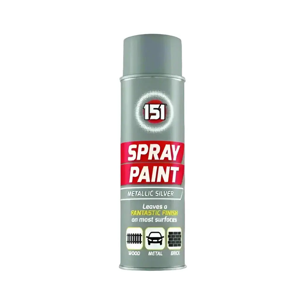 [1 Box] 12 X 151 Metallic Silver Spray Paint 200ml – Quick Dry Multi-Surface Paint for Wood, Metal & Vehicles single can