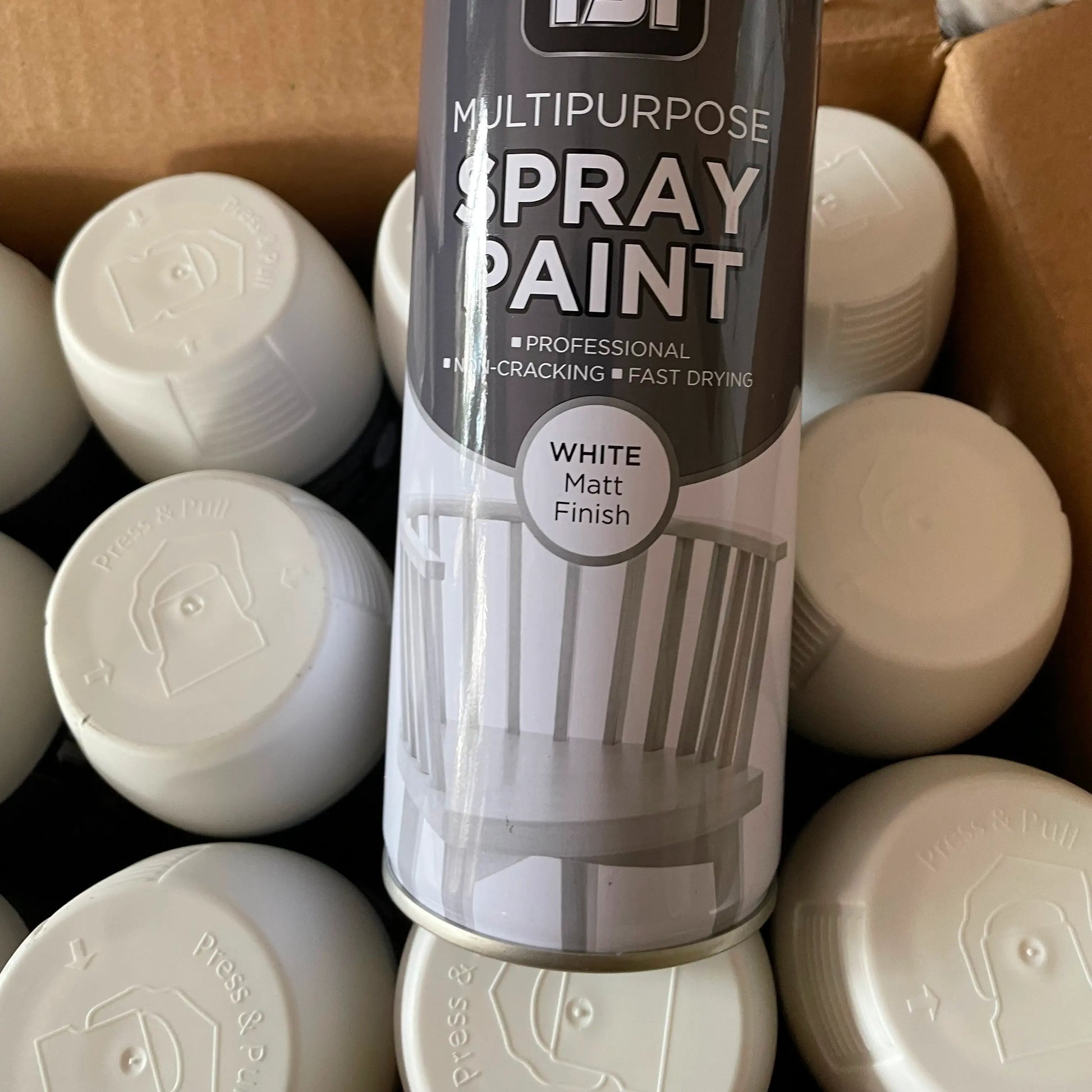 (1 Box) 12 X 151 White Matt Spray Paint 400ml – Quick Dry Multi-Purpose Paint for Wood, Metal & Plastic