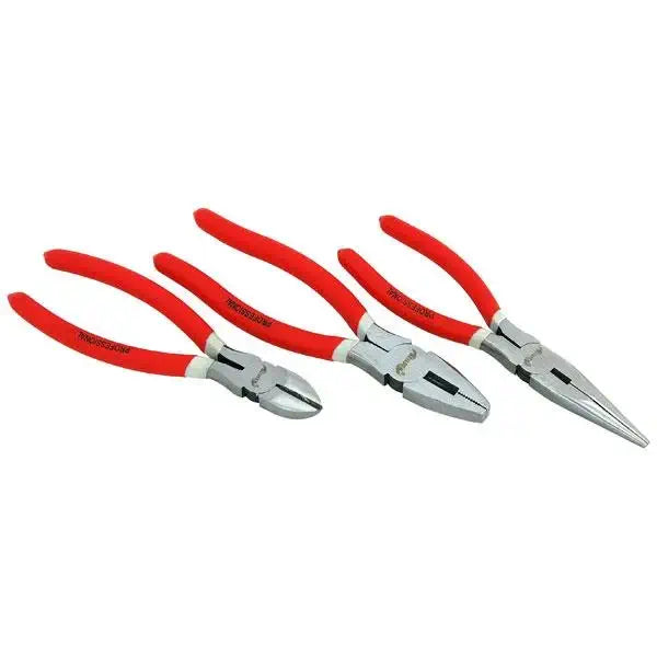 3 Piece 200mm (8") Pliers Set – Combination, Long Nose & Side Cutters with Non-Slip PVC Handles | CT0961 Out of Roll