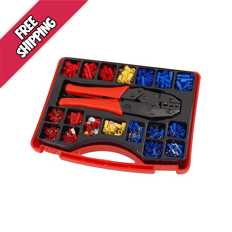 552pc Electricians Insulated Ratcheting Crimping Tool Terminal Set Ratchet Crimper with Connectors Free Shipping