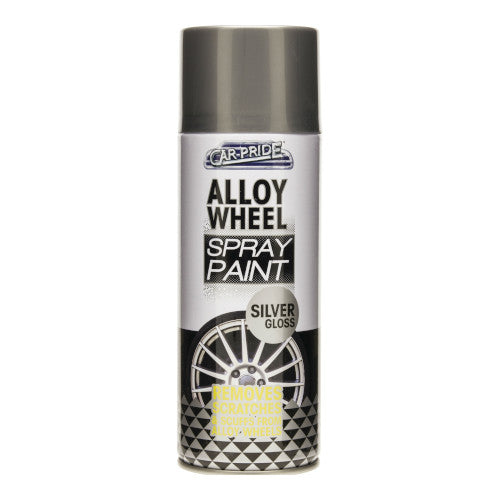 (1 Box) 12 X Car Pride Alloy Silver Gloss Spray Paint 400ml – Fast Dry Wheel Paint for Alloy & Steel Rims