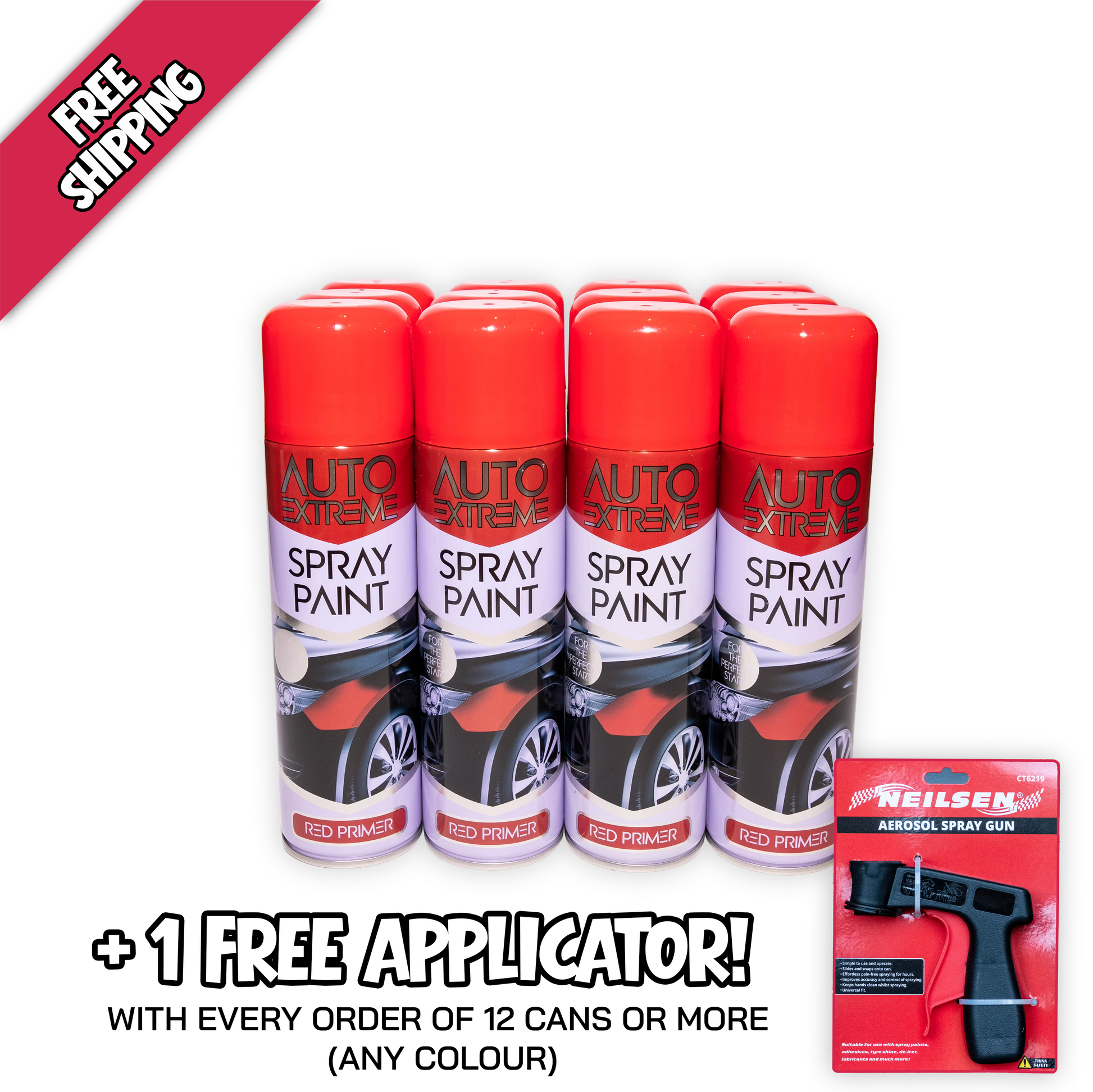 Auto Extreme Red Primer Spray Paint 250ml – Quick Dry Automotive Primer for Cars, Metal & Bodywork