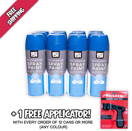 12 X 151 Blue Gloss Spray Paint 400ml – Quick Dry Multi-Purpose Paint for Wood, Metal, Plastic & More